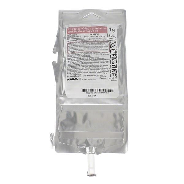 Ceftriaxone/Dextrose Injection 1gm/Bag Bag 50mL 24/Package