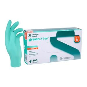 green X-free Nitrile Exam Gloves Small Green Non-Sterile 200/Bx, 10 BX/CA