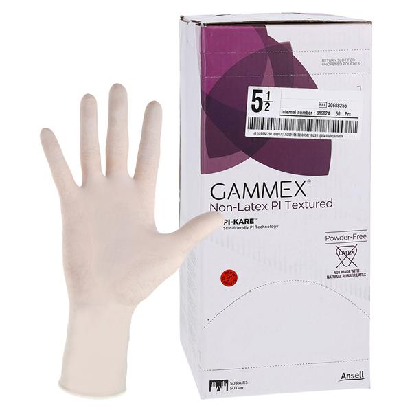 GAMMEX Non-Latex PI Textured Polyisoprene Surgical Gloves 5.5 White 50Pr/Bx, 4 BX/CA