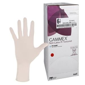 GAMMEX Non-Latex PI Textured Polyisoprene Surgical Gloves 6.5 White 50Pr/Bx, 4 BX/CA