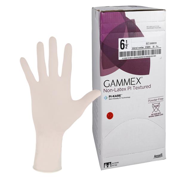 GAMMEX Non-Latex PI Textured Polyisoprene Surgical Gloves 6.5 White 50Pr/Bx, 4 BX/CA