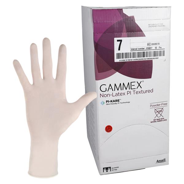 GAMMEX Non-Latex PI Textured Polyisoprene Surgical Gloves 7 White 50Pr/Bx, 4 BX/CA