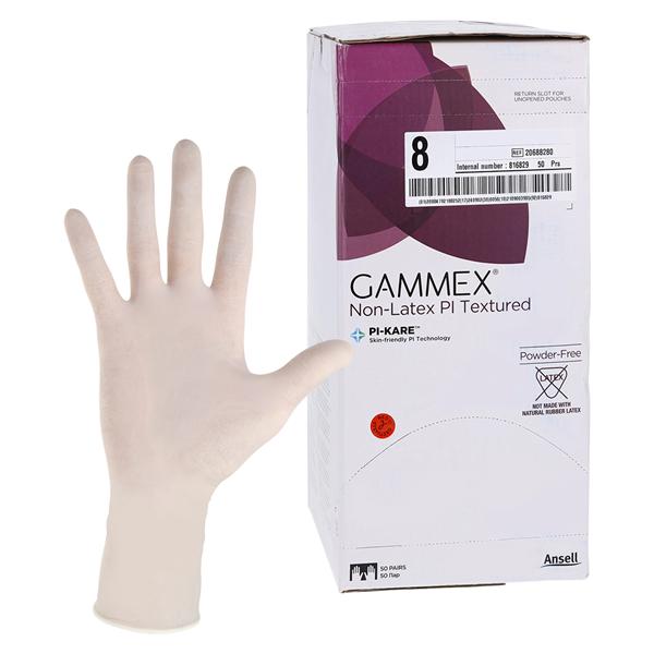 GAMMEX Non-Latex PI Textured Polyisoprene Surgical Gloves 8 White 50Pr/Bx, 4 BX/CA