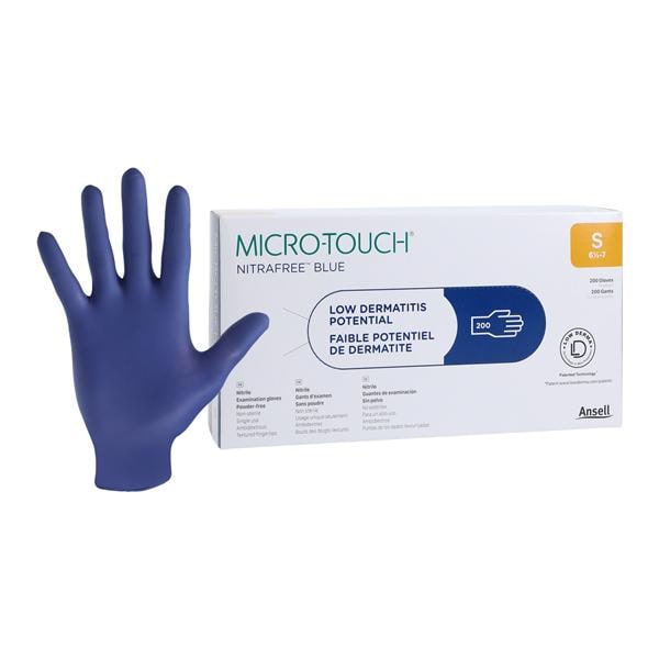 MICRO-TOUCH NitraFree Nitrile Exam Gloves Small Blue Non-Sterile 200/Bx