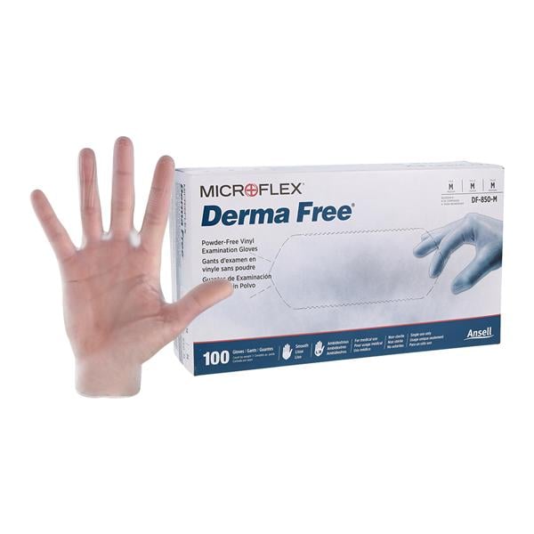 MICROFLEX Derma Free Vinyl Exam Gloves Medium Clear Non-Sterile 100/Bx