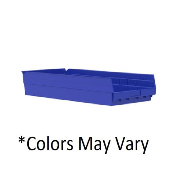 Shelf Bin Blue Plastic With Hopper Front 23-5/8x11-1/8x4" 6/Ca