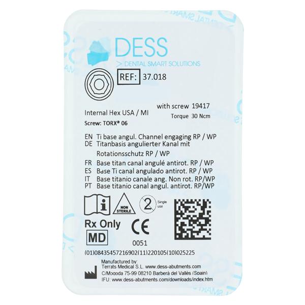 ANGLEBase Base Titanium Engaging 4.5 Zimmer Internal Hex Ea