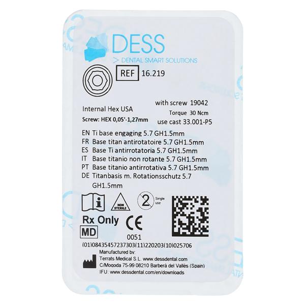 Base Titanium Engaging 5.7 Zimmer Internal Hex Ea