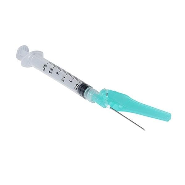 Sol-Care Luer Lock Syringe/Needle 23gx1" 1mL Safety Device Low Dead Space 50/Bx