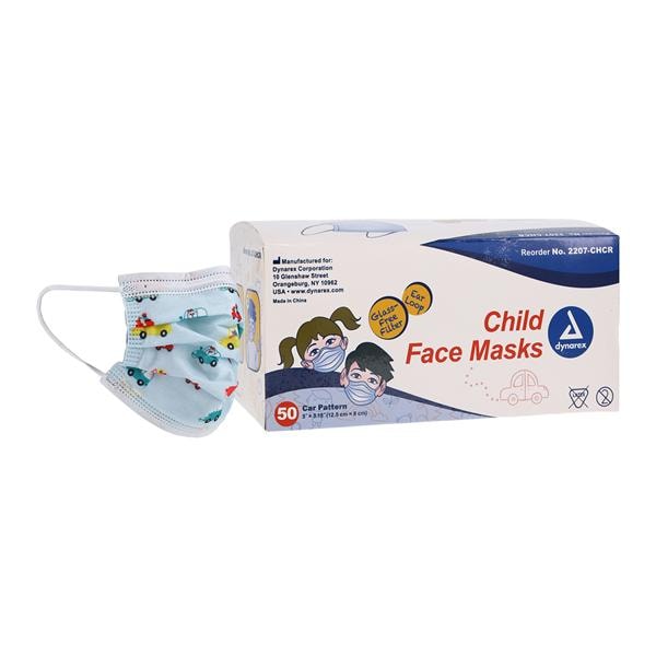 Dynarex Mask Cars Pediatric 50/Bx, 12 BX/CA