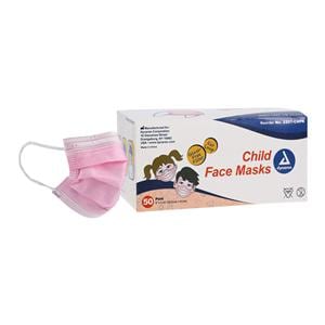 Dynarex Mask Pink Pediatric 50/Bx, 12 BX/CA