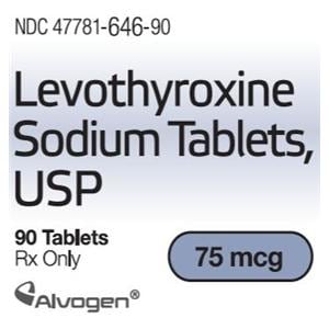 Levothyroxine Sodium Tablets 75mcg Bottle 90/Bottle Each