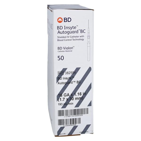 Insyte Autoguard Blood Control Catheter Shielded 16 Gauge 1.16" Gray 50/Bx, 4 BX/CA
