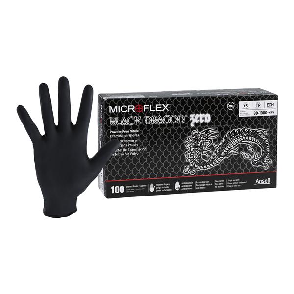 MICROFLEX Black Dragon Zero Nitrile Exam Gloves X-Small Black Non-Sterile 100/Bx
