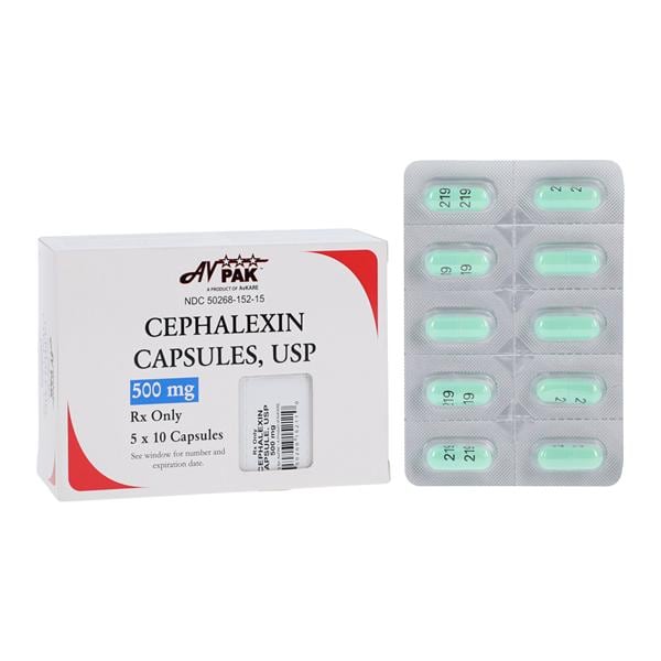 Cephalexin Capsules 500mg Blister Pack 5x10/Package Each