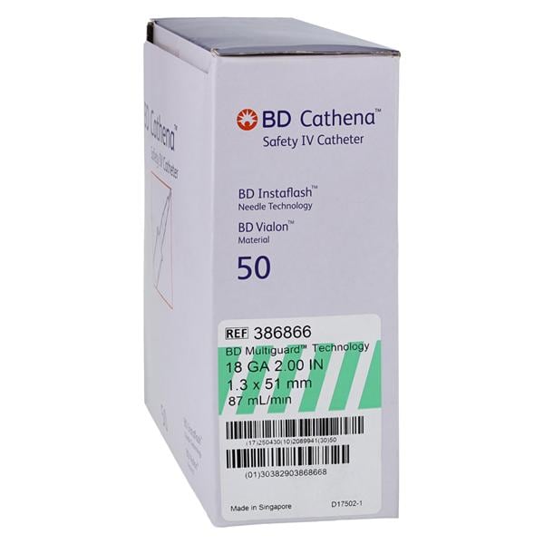 Cathena Catheter Access Device Shielded 18 Gauge 2" Green 50/Bx, 4 BX/CA