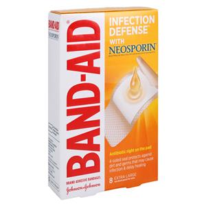 Band-Aid Plus Antibiotic Adhesive Bandage Plastic 1.75x4" Flesh Sterile 8/Bx