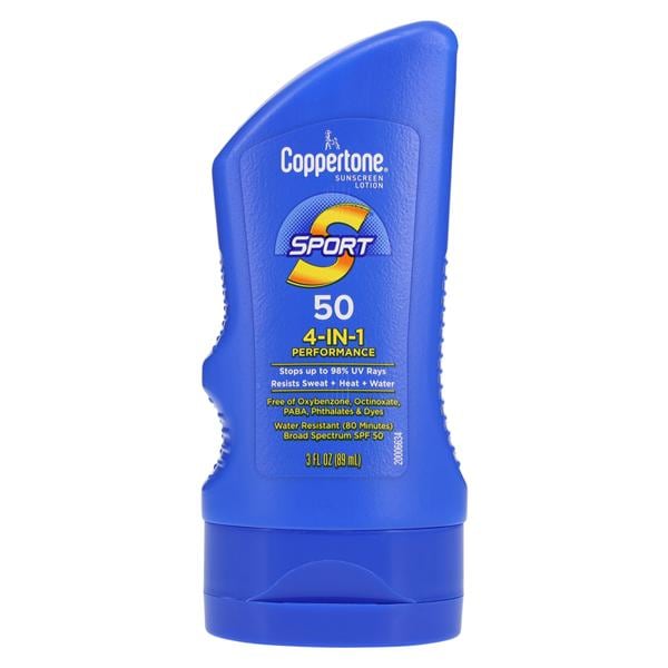 Coppertone Sport Sunscreen Lotion Fragrance Free Adult 3oz Water Resistant Ea, 12 EA/CA