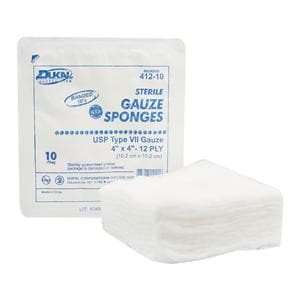 100% Woven Cotton Gauze Sponge 4x4" 12 Ply Sterile USP Type VII