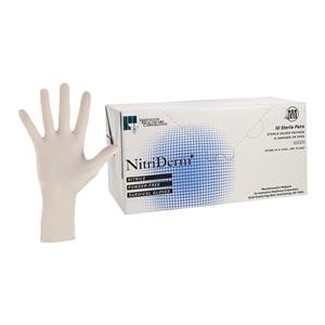 NitriDerm Nitrile Surgical Gloves 6 White 50Pr/Bx, 4 BX/CA