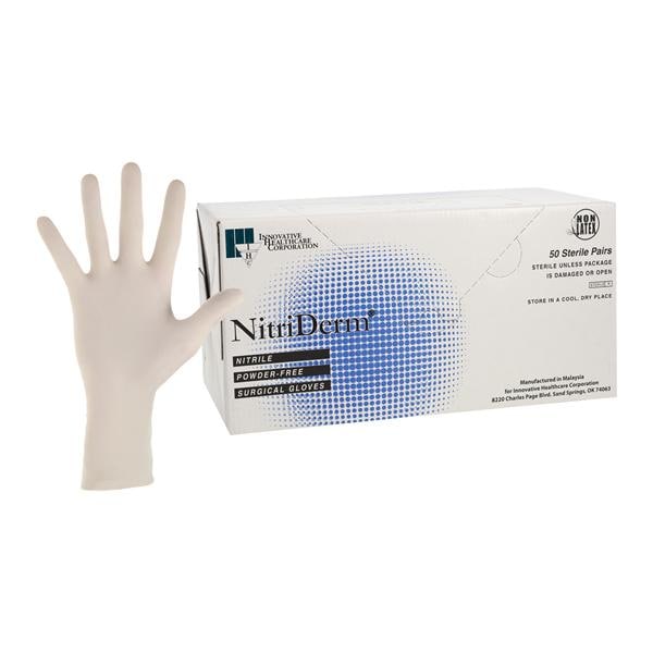 NitriDerm Nitrile Surgical Gloves 6.5 White 50Pr/Bx, 4 BX/CA