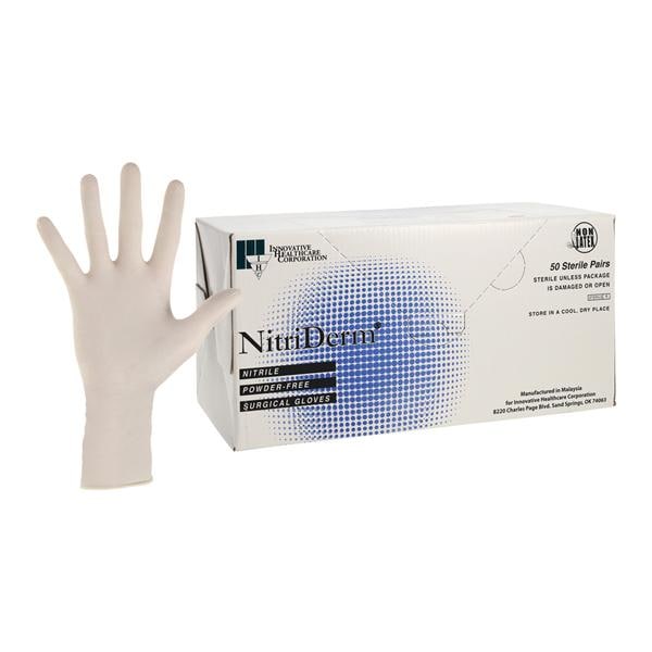 NitriDerm Nitrile Surgical Gloves 8 White 50Pr/Bx, 4 BX/CA