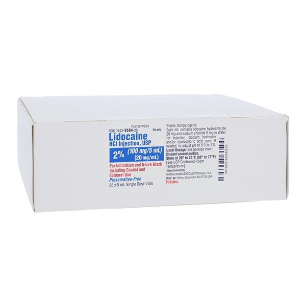 Lidocaine HCl Injection 2% Preservative Free SDV 5mL 25/Package