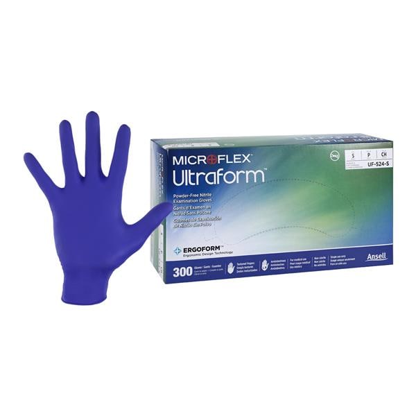 MICROFLEX Ultraform Nitrile Exam Gloves Small Cobalt Blue Non-Sterile 300/Bx