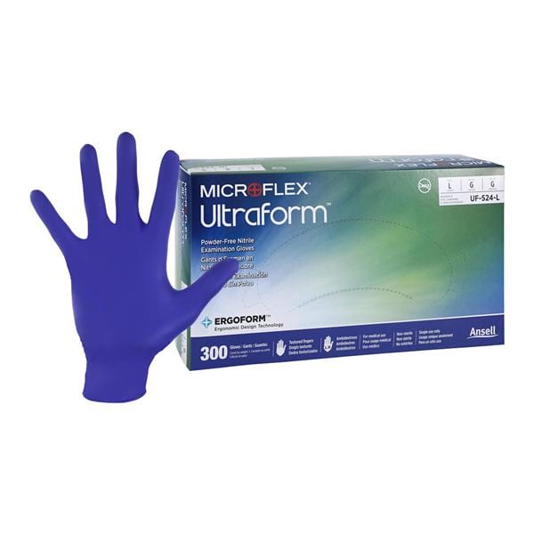 MICROFLEX Ultraform Nitrile Exam Gloves Large Cobalt Blue Non-Sterile 300/Bx