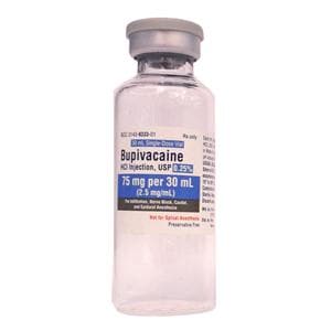 Bupivacaine HCl Injection 0.25% Preservative Free SDV 30mL 10/Package