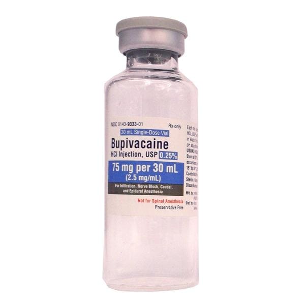 Bupivacaine HCl Injection 0.25% Preservative Free SDV 30mL 10/Package