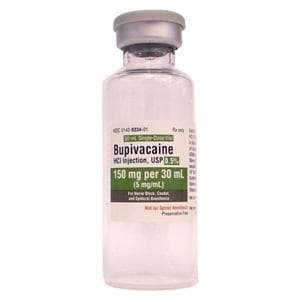 Bupivacaine HCl Injection 0.5% Preservative Free SDV 30mL 10/Pack...