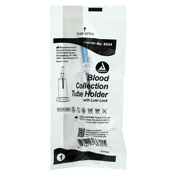 Dynarex Blood Collection Tube Holder Polypropylene Clear With SS Ndl/LL 200/Bx