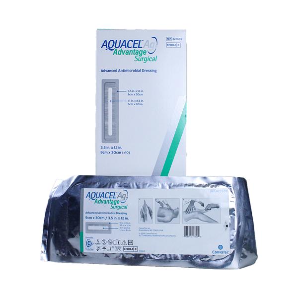 Aquacel Ag Advantage Hydrofiber/Polyurethane Film Post-Op Dressing 3-1/2x12"