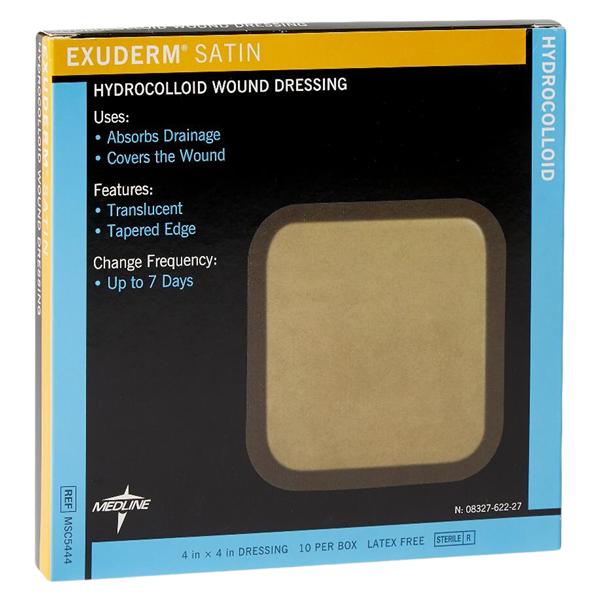 Exuderm Satin Hydrocolloid Wound Dressing 4x4" Square Adhesive Translucent LF