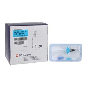 IV Catheter System 22 Gauge Blue Closed 20/Bx
