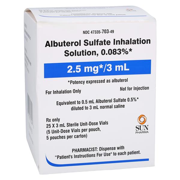 Albuterol Sulfate Inhalation Solution 0.083% Nebulized Vial 3mL 25/Package