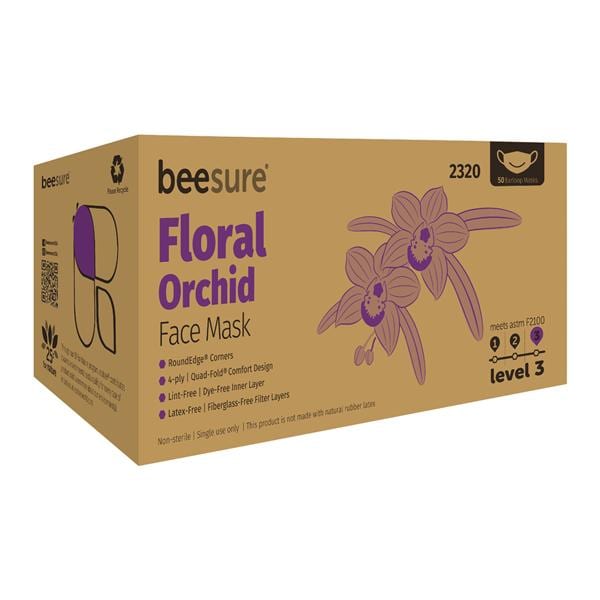 BeeSure Face Mask ASTM Level 3 White / Light Blue Adult 50/Bx