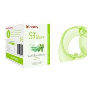 Cranberry S3 Mint Face Mask ASTM Level 3 Green Adult 50/Bx, 8 BX/CA