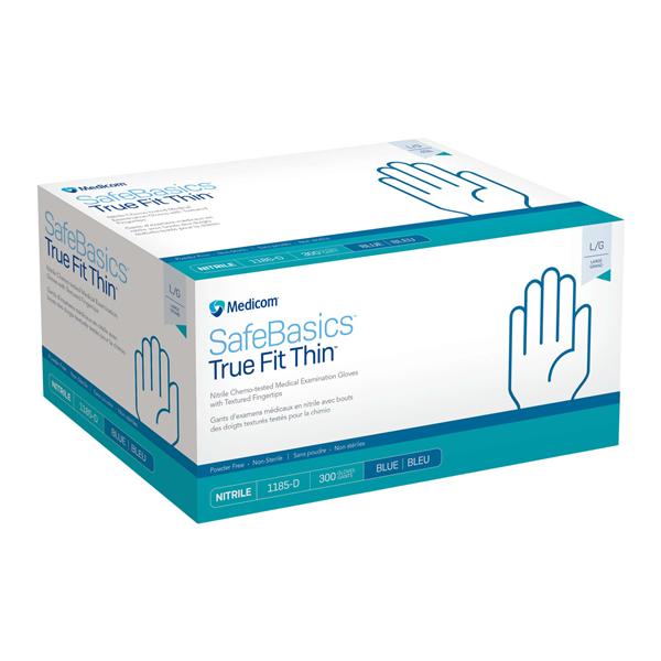 SafeBasics True Fit Thin Nitrile Exam Gloves X-Small Blue Non-Sterile