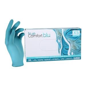 True Comfort Blu Chloroprene Exam Gloves X-Small Ocean Blue Non-Sterile 100/Bx, 10 BX/CA