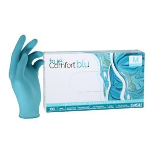 True Comfort Blu Chloroprene Exam Gloves Medium Ocean Blue Non-Sterile 100/Bx, 10 BX/CA
