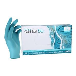 True Comfort Blu Chloroprene Exam Gloves Large Ocean Blue Non-Sterile 100/Bx, 10 BX/CA