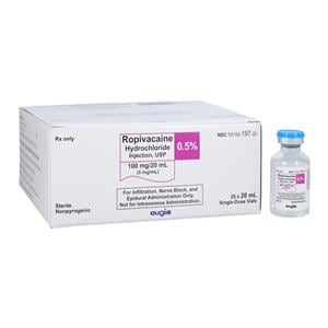 Ropivacaine HCl Injection 0.5% 5mg/mL Preservative Free SDV 20mL 25/Package