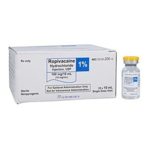 Ropivacaine HCl Injection 1% 10mg/mL Preservative Free SDV 10mL 2...