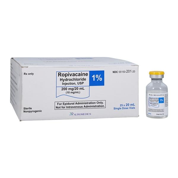 Ropivacaine HCl Injection 1% 10mg/mL Preservative Free SDV 20mL 2...