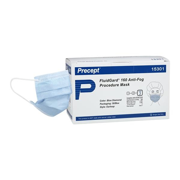 FluidGard Procedure Mask ASTM Level 3 Anti-Fog Blue Diamond 500/Ca