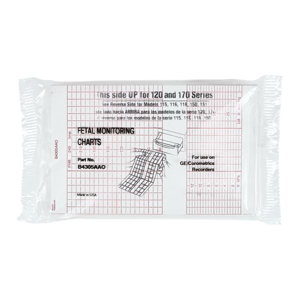 Paper Chart New 152mmx47' Red Grid Z-Fold Ea