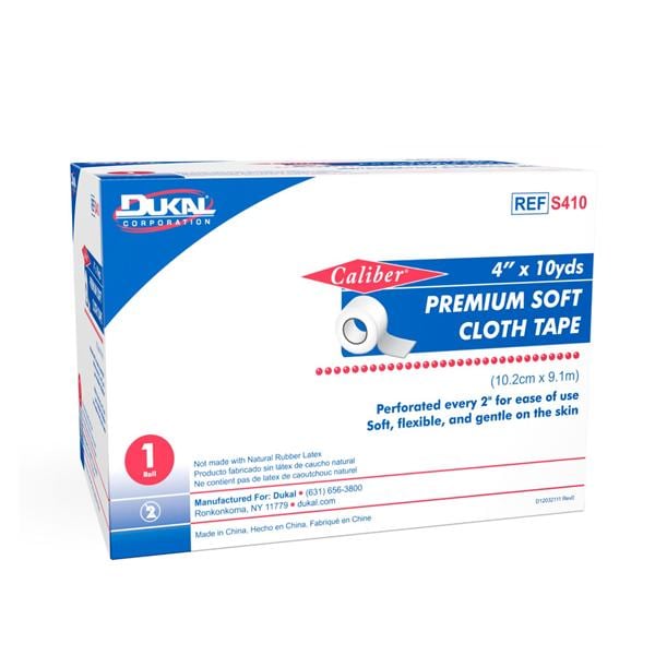 Caliber Surgical Tape Cloth 4"x10yd White Non-Sterile 1Rl/Bx