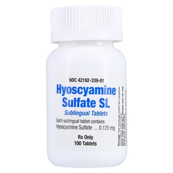 Hyoscyamine Sulfate Sublingual Tablets 0.125mg Bottle 100/Bottle Each